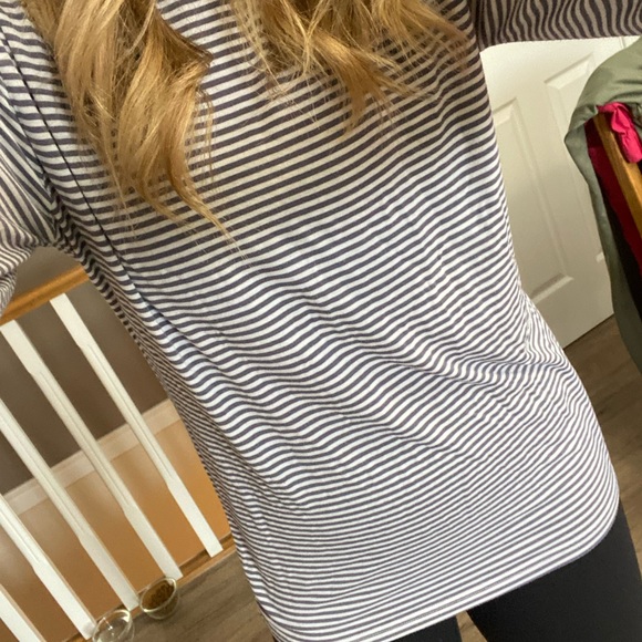 Long sleeve white and grey stripe top! - Picture 2 of 2